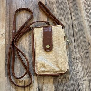 Gold & Brown Shiny Wristlet/Crossbody Wallet